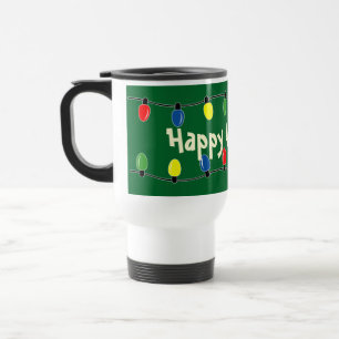 Custom Christmas tree lights decoration travel mug