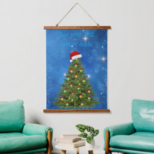 Custom Christmas Tree Snowy Holiday Wall Tapestry