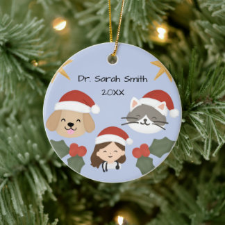 Custom Christmas Vet Friends Ceramic Tree Decoration
