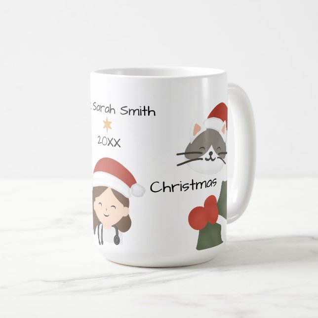 Custom Christmas Vet Friends Coffee Mug (Front Right)