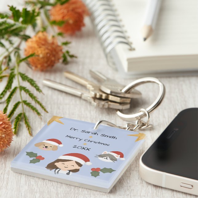 Custom Christmas Vet Friends Key Ring (Front Right)
