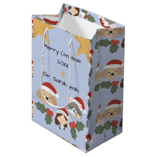 Custom Christmas Vet Friends Medium Gift Bag