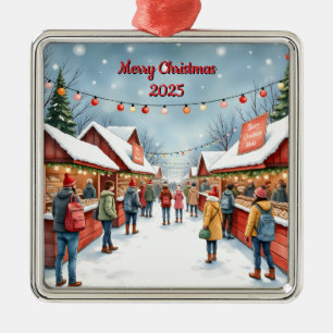 Custom Christmas Village Shops Metal Tree Decoration