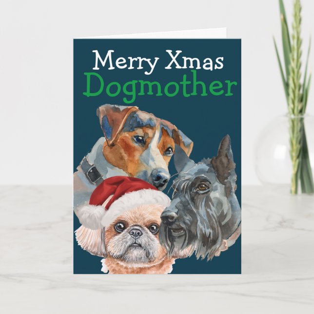 Custom Christmas watercolor card from your dog (Front)