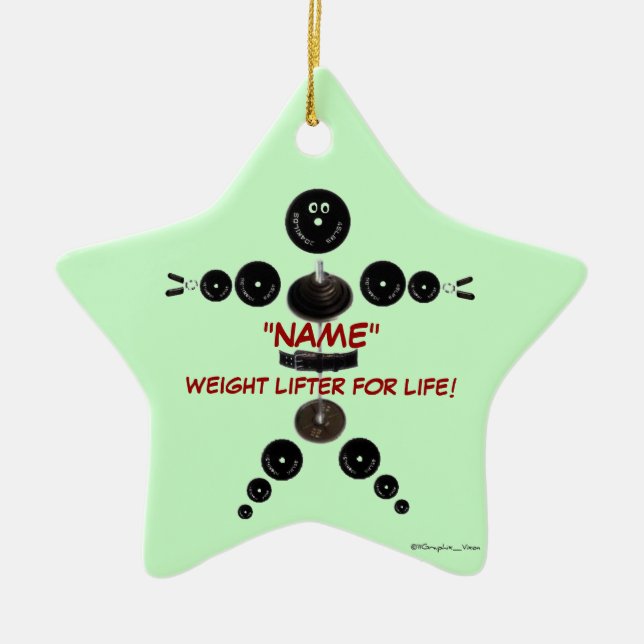 Custom Christmas Weight Lifter Ceramic Tree Decoration (Front)