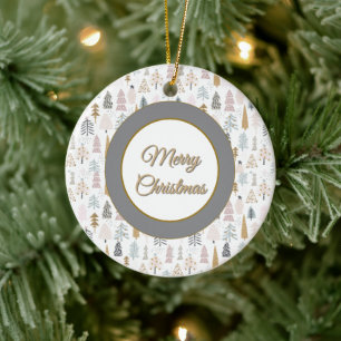 Custom, Christmas Winter Trees Rustic Ceramic Tree Decoration