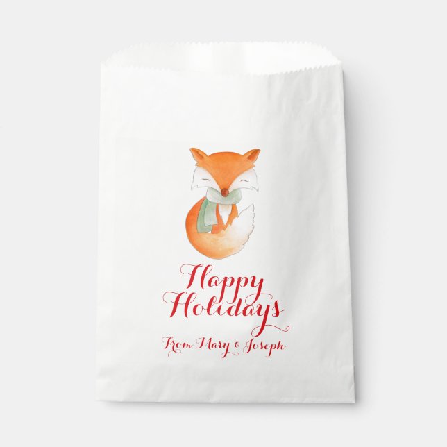 Custom Christmas wrapped up fox gift bags (Front)