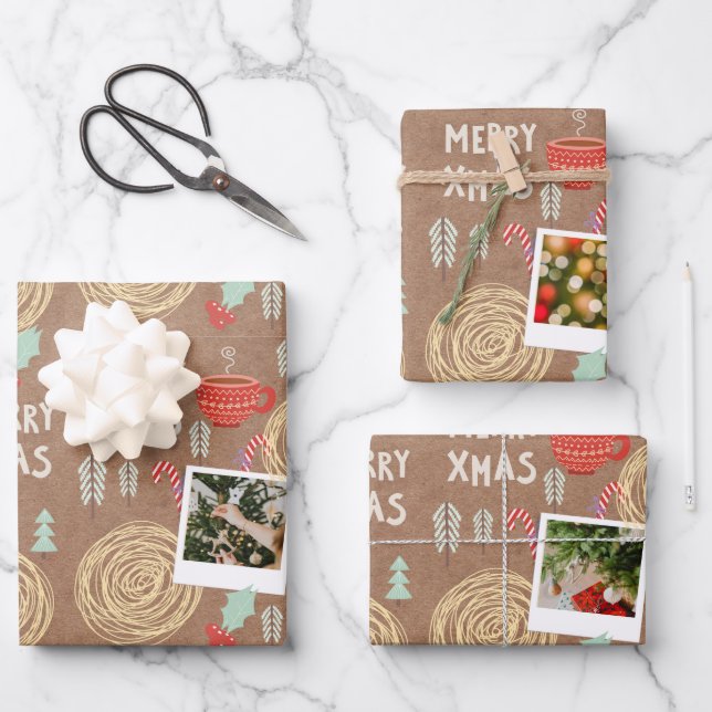 Custom Christmas Wrapping Paper Flat Sheet  (Front)
