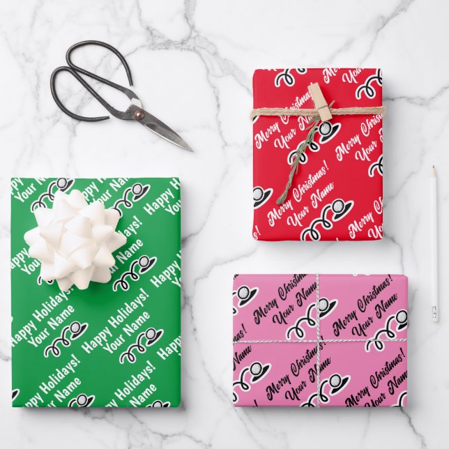 Custom Christmas wrapping paper sheets for golfers (Front)