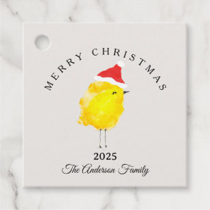 Custom Christmas yellow chicken chick santa Favour Tags