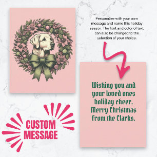 Custom Christmas Yellow Labrador Wreath Card