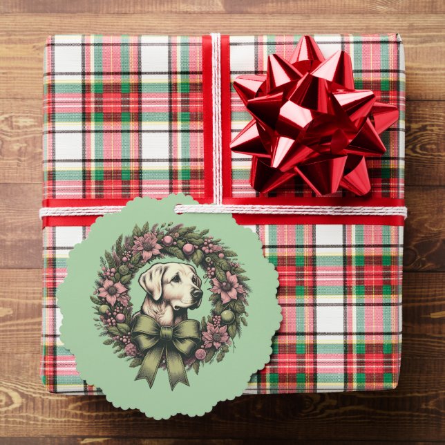 Custom Christmas Yellow Labrador Wreath Tree Decoration Card (Insitu (Gift))