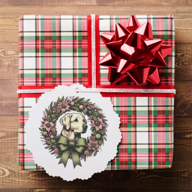 Custom Christmas Yellow Labrador Wreath Tree Decoration Card (Insitu (Gift))