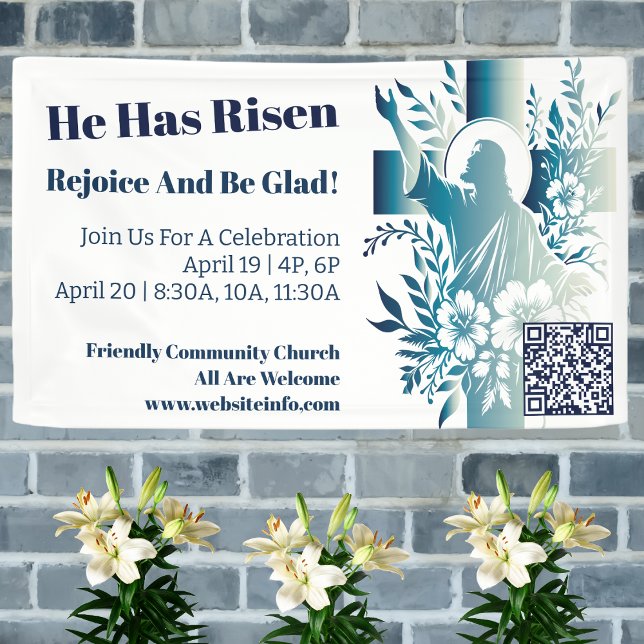 Custom Church Christian Jesus Cross Easter  Banner (Christian Easter Service Church Banner. Jesus Christ Has Risen. )