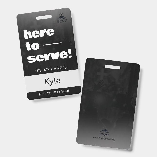 Custom Church Name Badge ID Template (Front & Back)