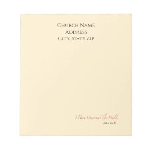 Custom Church Name I have overcome the World Notepad