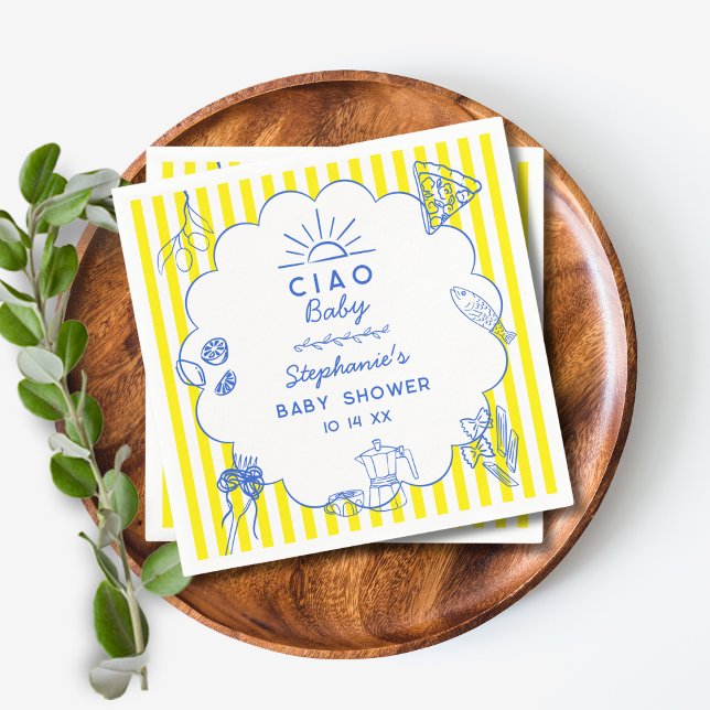 Custom Ciao Baby Italian Themed Baby Shower Decor Napkin (Creator Uploaded)
