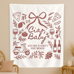 Custom Ciao Baby Shower Photo Backdrop Personalise Tapestry