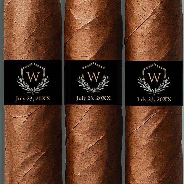 Custom Cigar Band with Monogram Crest (Wedding or party favors idea.)