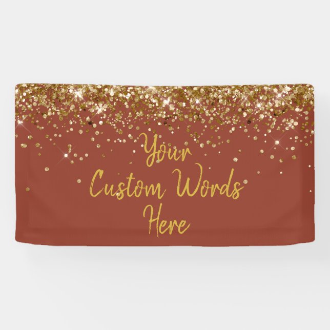 Custom Cinnamon & Gold Customised Birthday Party Banner (Horizontal)