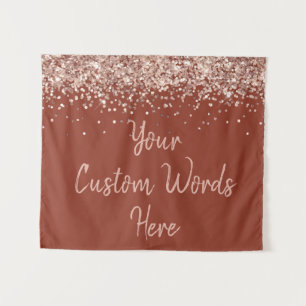Custom Cinnamon & Rose Gold Birthday Party Photo Tapestry