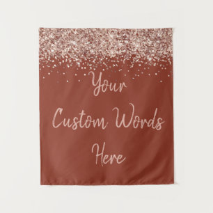 Custom Cinnamon & Rose Gold Personalized Photo Tapestry