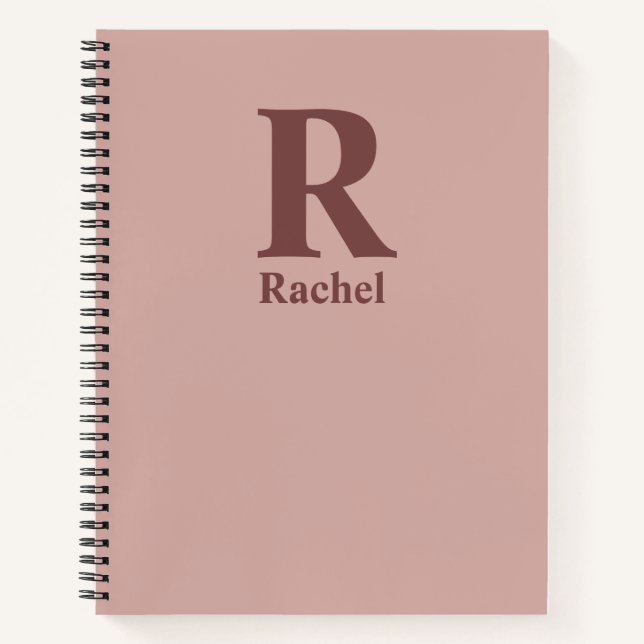 Custom Cinnamon Rose Initial/First/Family Name Notebook (Front)