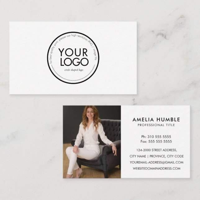 Custom Circle Logo & Photo Business card template (Front/Back)