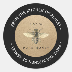 Custom Circular Homemade Honey Kitchen Kraft Bee C Classic Round Sticker