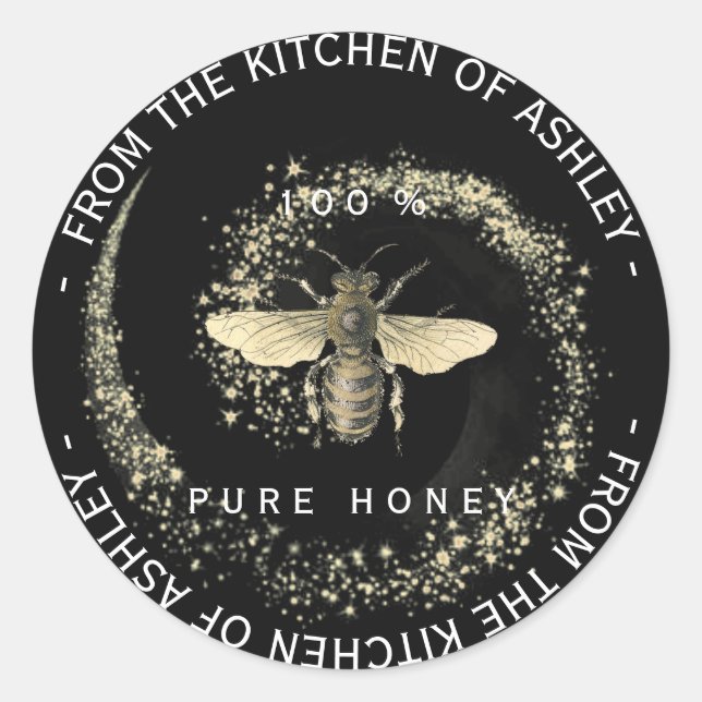 Custom Circular Homemade Honey Kitchen Spark  Bee Classic Round Sticker (Front)