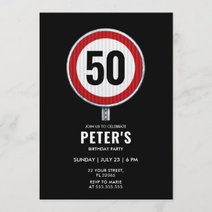 Custom circular road sign with your age  invitation