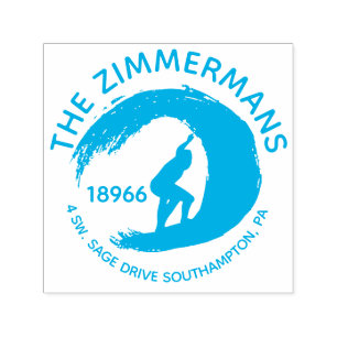 Custom Circular Surf Waves Family Name Self-inking Stamp