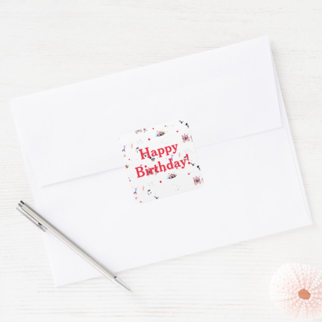 custom circus inspired carnival big top fair square sticker (Envelope)