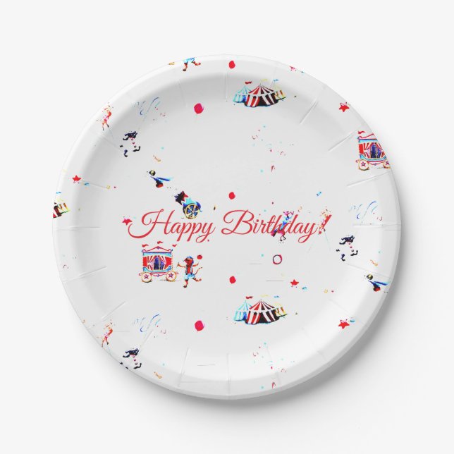 custom circus inspired carnival birthday paper plate (Front)