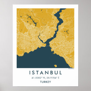 Custom City Map Istanbul Turkey Wall Art Poster