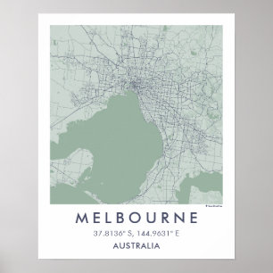 Custom City Map Melbourne Australia Art Poster