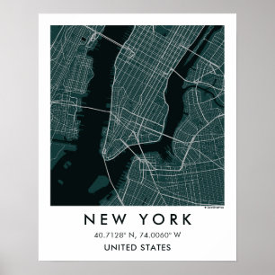 Custom City Map New York USA Wall Art Poster
