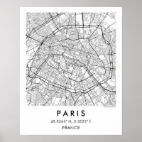 Custom City Map Paris France Poster