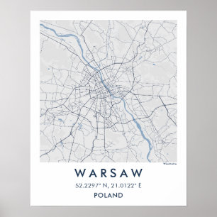 Custom City Map Warsaw Poland Wall Art Poster