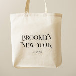 Custom City Modern Stylish Destination Wedding Tote Bag<br><div class="desc">Modern Tote bag celebrating your next family vacation, bachelorette party, or destination wedding! Introducing our latest customisable tote bag featuring your very own city as the destination! This tote bag is not only trendy and stylish, but also serves as a reminder to embrace the beauty and excitement of your city....</div>