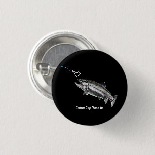 CUSTOM CITY NAME STEELHEAD HERE FISHY FISHY STK ID 3 CM ROUND BADGE