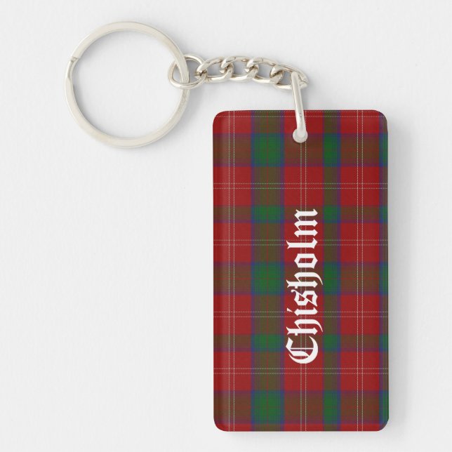 Custom Clan Chisholm Tartan Plaid Key Chain (Front)