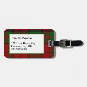 Custom Clan Dunbar Tartan Plaid Luggage Tag