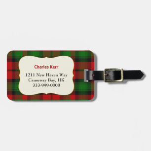 Custom Clan Kerr Tartan Plaid Luggage Tag