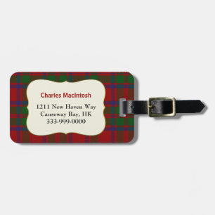 Custom Clan MacIntosh Tartan Plaid Luggage Tag