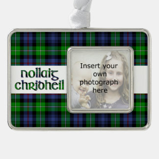 Custom Clan MacKenzie Tartan Nollaig Chridheil Silver Plated Framed Ornament