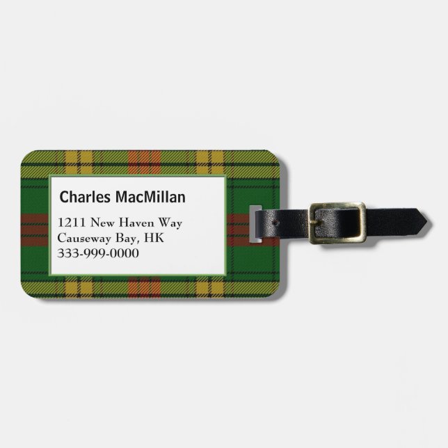 Custom Clan MacMillan Tartan Plaid Luggage Tag (Front Horizontal)