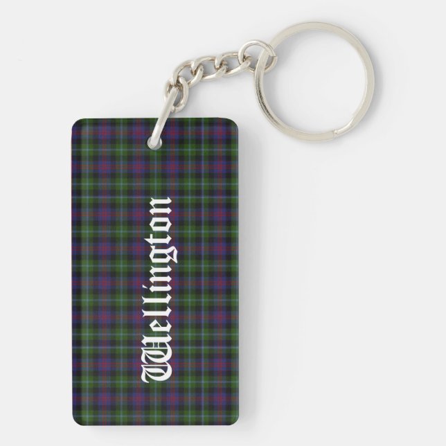 Custom Clan Wellington Tartan Plaid Key Chain (Back)