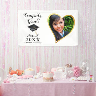 Custom Class 2024 Graduate Photo White Graduation Banner
