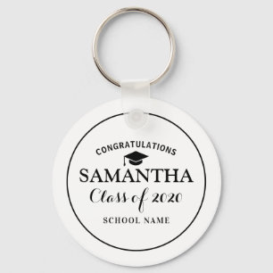 Custom Class of 2020 Graduation Black and White Key Ring